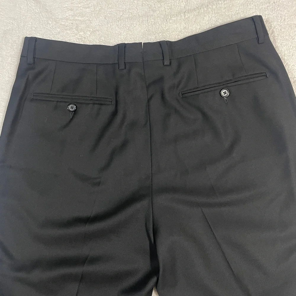 Santorelli luxury serge Wool Roma Flat Front Trouser Black Italy Size 34